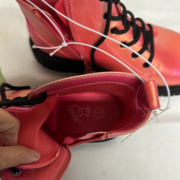 Art Class Pink and Orange Combat Boots with Lace-Up Design - Picture 7 of 9